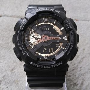 Casio G-Shock GA-110RG Black and Rose Gold Men's Digital Analog Wrist Watch